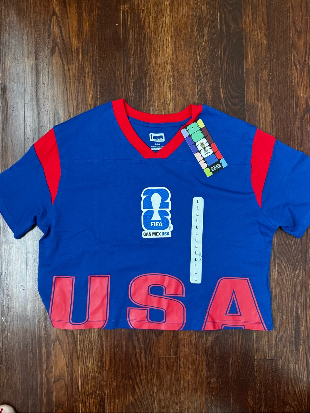 Women’s FIFA USA Graphic Short Sleeve Tee - Blue/Red 100% cotton